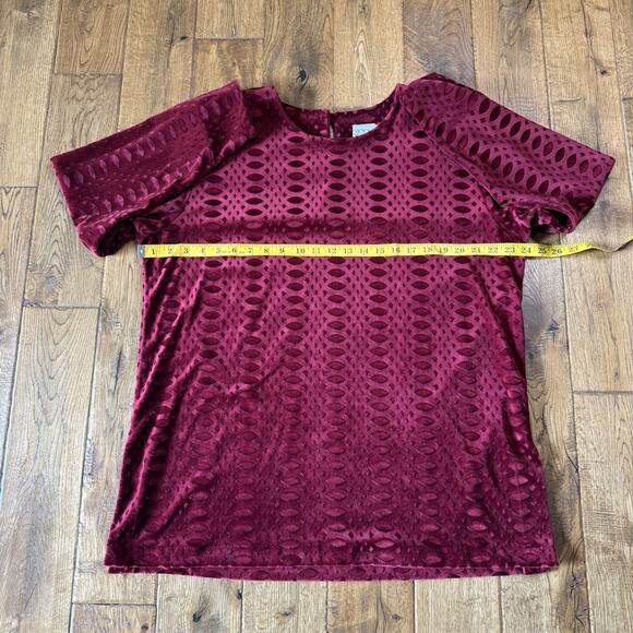 VINTAGE Victoria Morgan Womens Plus Sz 16 Burgundy Velour Blouse & Skirt Set - Picture 8 of 11